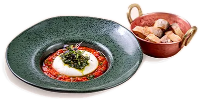 Burrata da casa, como servido na casa