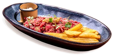 Steak tartar, como servido na casa