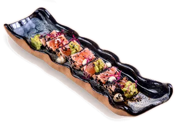 Tataki de salmão, como servido na casa